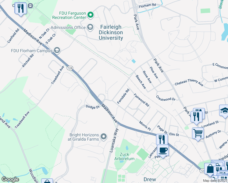 map of restaurants, bars, coffee shops, grocery stores, and more near 215 Madison Avenue in Madison