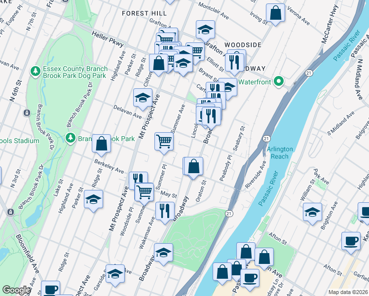 map of restaurants, bars, coffee shops, grocery stores, and more near 38 Carmella Court in Newark