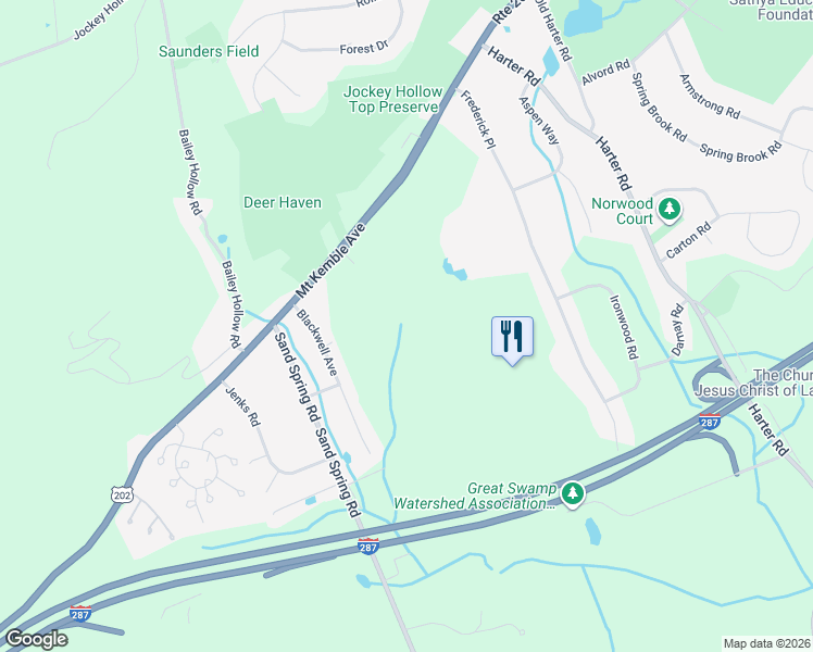 map of restaurants, bars, coffee shops, grocery stores, and more near 412 Mount Kemble Avenue in Morristown