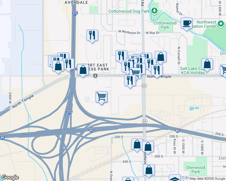 map of restaurants, bars, coffee shops, grocery stores, and more near 3 Orange Street in Salt Lake City