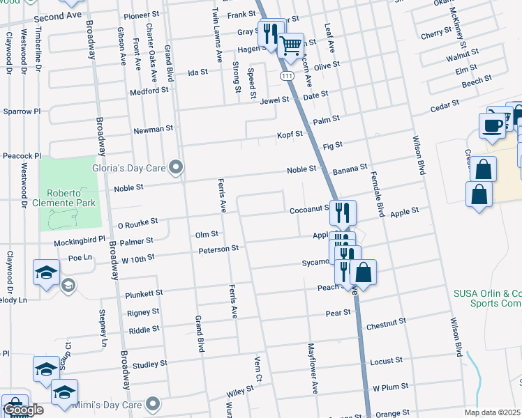 map of restaurants, bars, coffee shops, grocery stores, and more near 149 Cocoanut Street in Brentwood