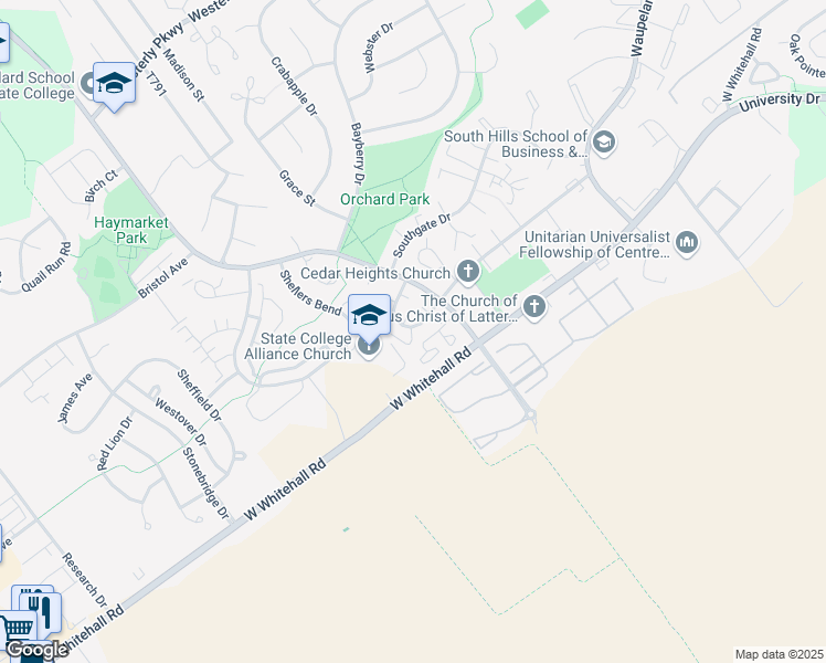 map of restaurants, bars, coffee shops, grocery stores, and more near 952 Stratford Court in State College