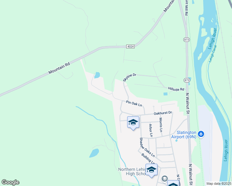 map of restaurants, bars, coffee shops, grocery stores, and more near 1342 Pin Oak Ln in Slatington