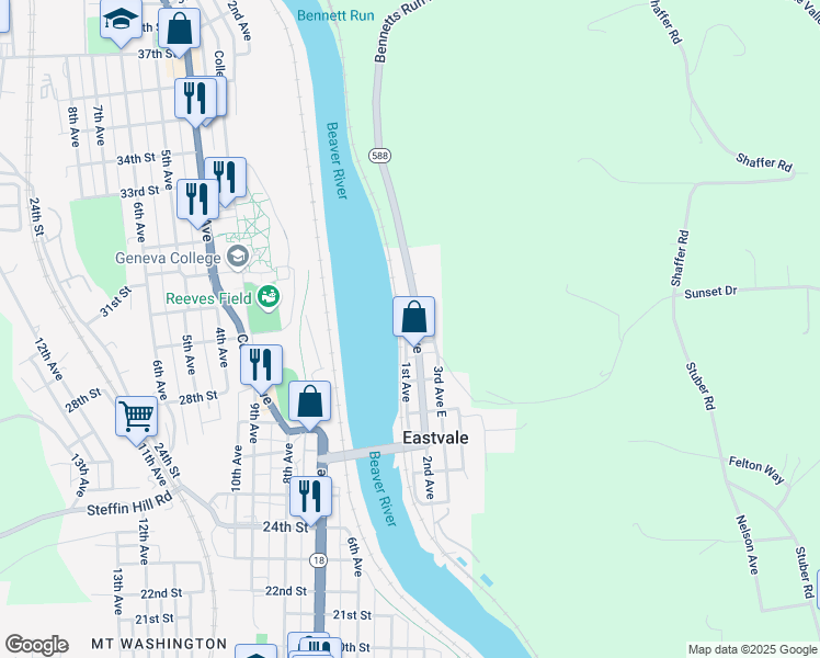 map of restaurants, bars, coffee shops, grocery stores, and more near 609 2nd Avenue East in Freedom