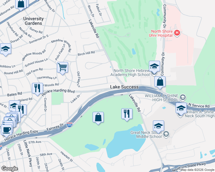 map of restaurants, bars, coffee shops, grocery stores, and more near 60 Old Field Lane in Great Neck