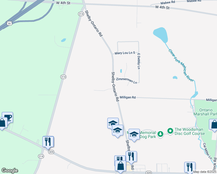 map of restaurants, bars, coffee shops, grocery stores, and more near 3678 Carmen Drive in Ontario