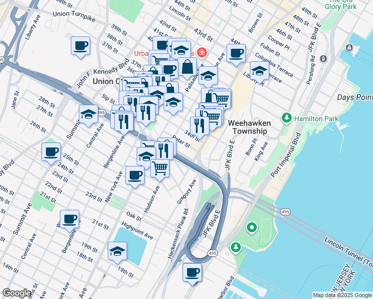 map of restaurants, bars, coffee shops, grocery stores, and more near 122 Cantello Street in Union City