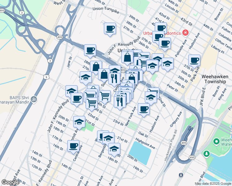map of restaurants, bars, coffee shops, grocery stores, and more near 529 County Road 672 in Union City
