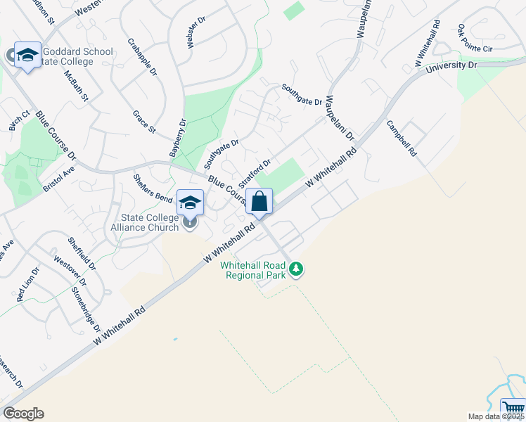 map of restaurants, bars, coffee shops, grocery stores, and more near 1773 Blue Course Drive in State College