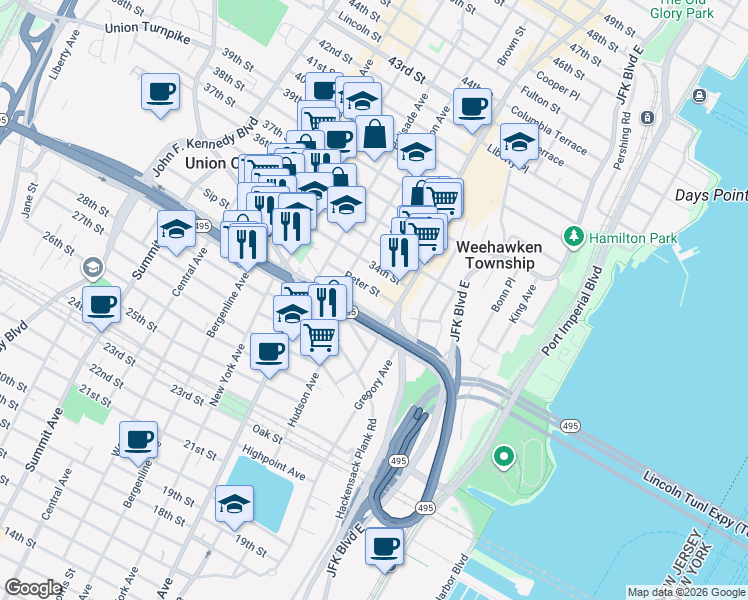 map of restaurants, bars, coffee shops, grocery stores, and more near 122 Cantello Street in Union City