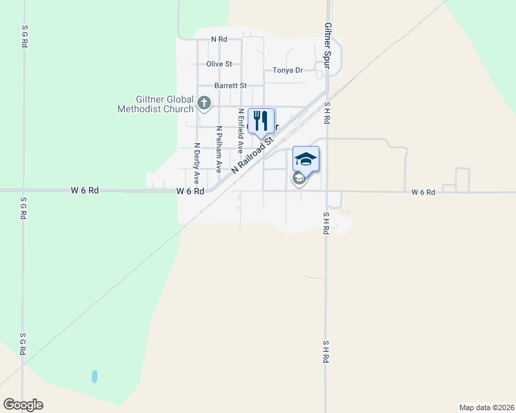 map of restaurants, bars, coffee shops, grocery stores, and more near 120-198 Commercial Avenue in Giltner