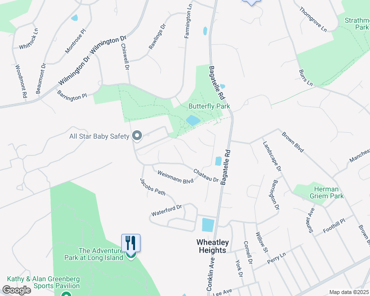 map of restaurants, bars, coffee shops, grocery stores, and more near 26 Springs Drive in Melville