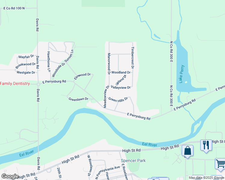 map of restaurants, bars, coffee shops, grocery stores, and more near 700 Meadowview Drive in Logansport