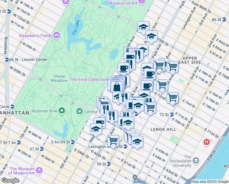 map of restaurants, bars, coffee shops, grocery stores, and more near in New York