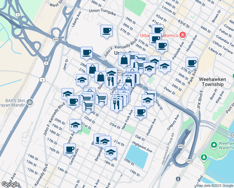map of restaurants, bars, coffee shops, grocery stores, and more near 533 County Road 672 in Union City