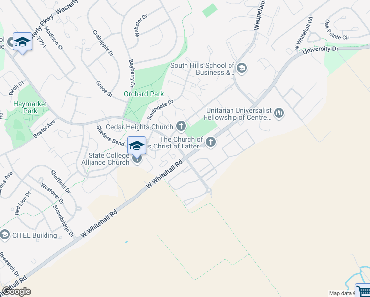 map of restaurants, bars, coffee shops, grocery stores, and more near 1773 Blue Course Drive in State College
