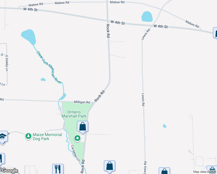 map of restaurants, bars, coffee shops, grocery stores, and more near 664 Rock Road North in Ontario