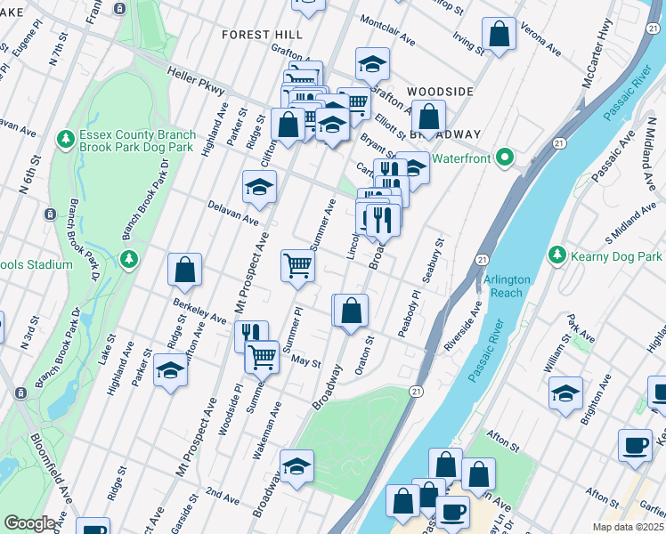 map of restaurants, bars, coffee shops, grocery stores, and more near 38 Carmella Court in Newark