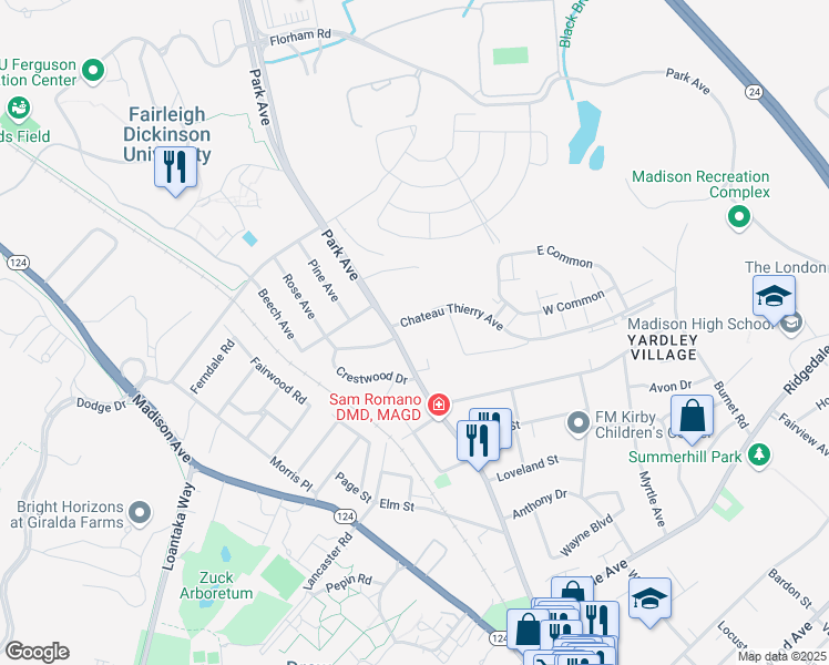 map of restaurants, bars, coffee shops, grocery stores, and more near 5 Chateau Thierry Avenue in Madison