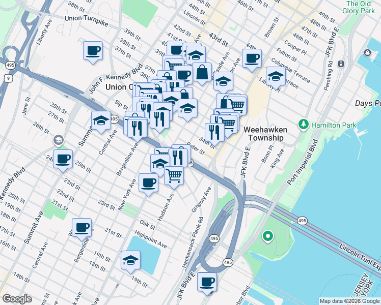 map of restaurants, bars, coffee shops, grocery stores, and more near 122 Cantello Street in Union City