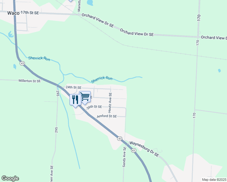 map of restaurants, bars, coffee shops, grocery stores, and more near 3208 24th Street Southeast in Canton
