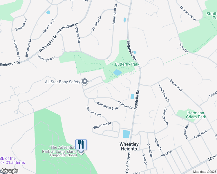 map of restaurants, bars, coffee shops, grocery stores, and more near 8 Ray Court in Melville