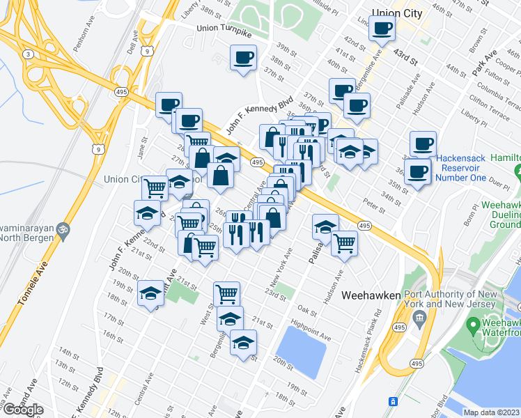 map of restaurants, bars, coffee shops, grocery stores, and more near 533 County Road 672 in Union City