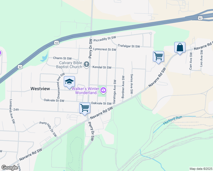 map of restaurants, bars, coffee shops, grocery stores, and more near 4898 Glenhurst Street Southwest in Canton