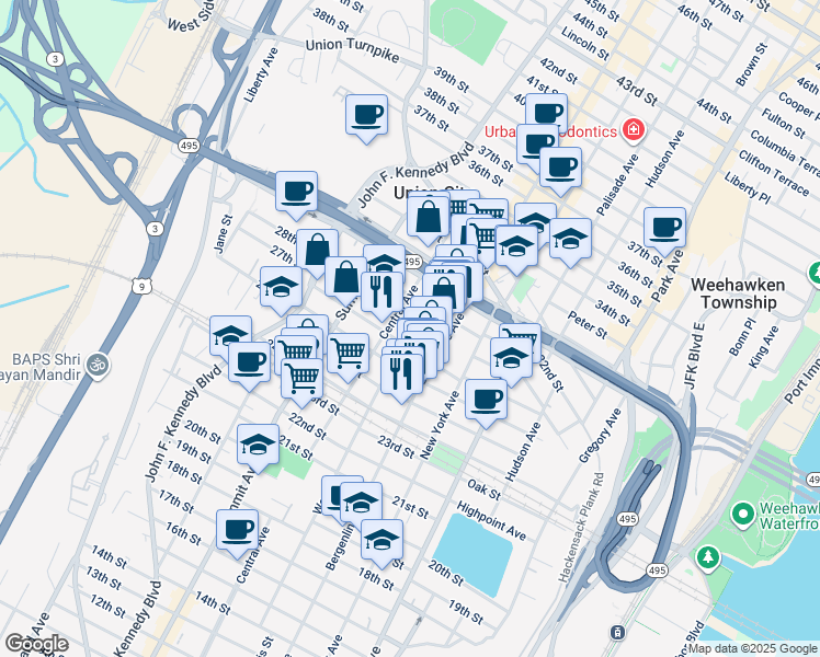 map of restaurants, bars, coffee shops, grocery stores, and more near 533 County Road 672 in Union City