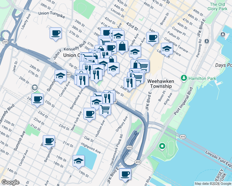 map of restaurants, bars, coffee shops, grocery stores, and more near 122 Cantello Street in Union City