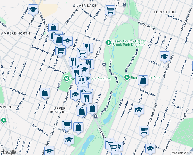 map of restaurants, bars, coffee shops, grocery stores, and more near 650 4th Street in Newark