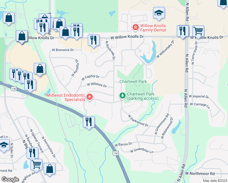map of restaurants, bars, coffee shops, grocery stores, and more near 6713 North Rockvale Drive in Peoria