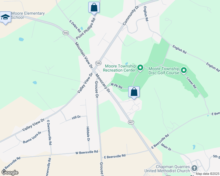map of restaurants, bars, coffee shops, grocery stores, and more near 584 Monocacy Drive in Bath