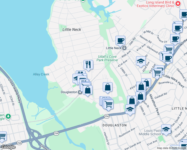 map of restaurants, bars, coffee shops, grocery stores, and more near 53 Willow Street in Queens