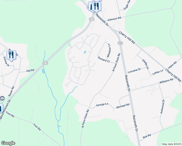 map of restaurants, bars, coffee shops, grocery stores, and more near 72 Hickory Hills Drive in Bath