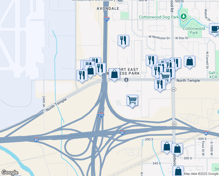 map of restaurants, bars, coffee shops, grocery stores, and more near 1975 West North Temple in Salt Lake City