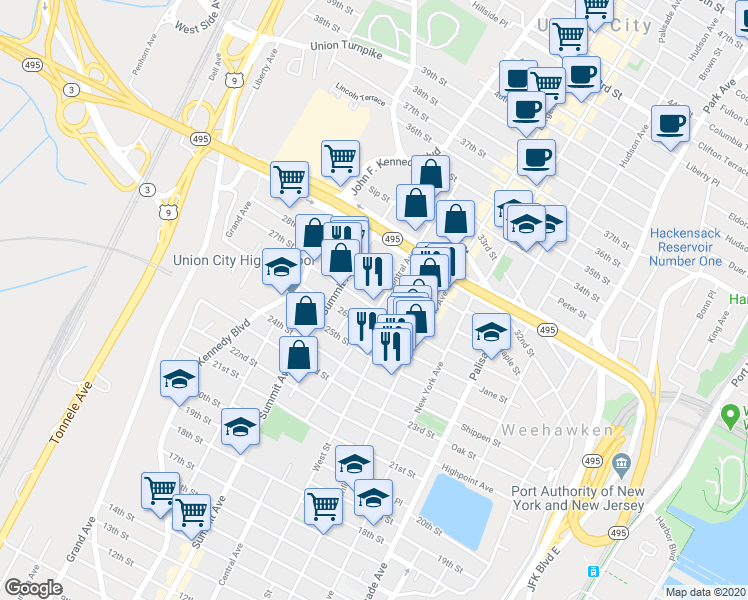 map of restaurants, bars, coffee shops, grocery stores, and more near 533 County Road 672 in Union City