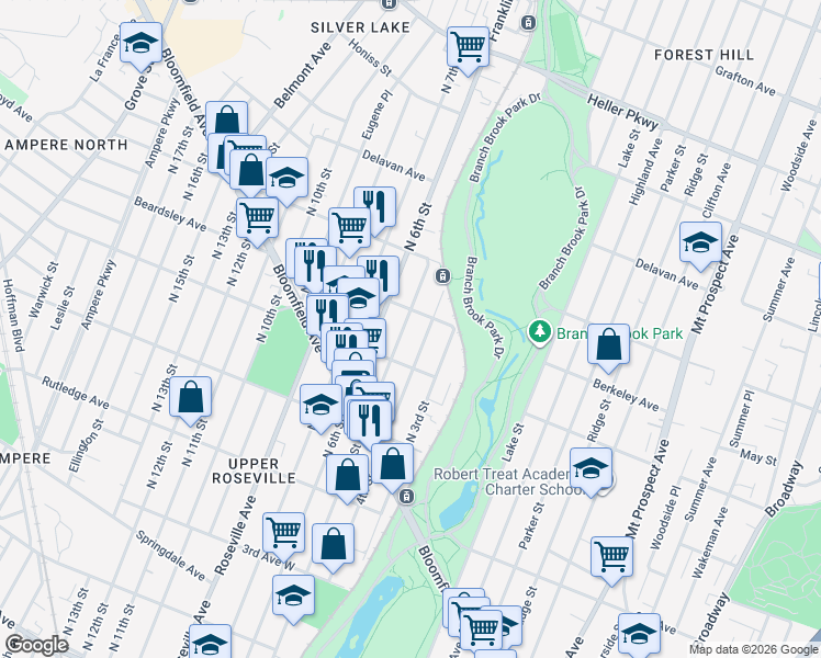 map of restaurants, bars, coffee shops, grocery stores, and more near 650 4th Street in Newark
