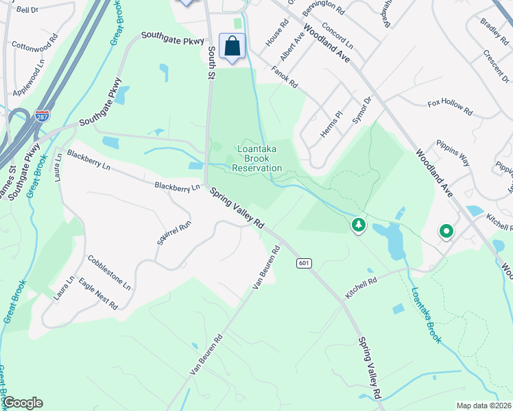 map of restaurants, bars, coffee shops, grocery stores, and more near 23 Spring Valley Road in Morristown