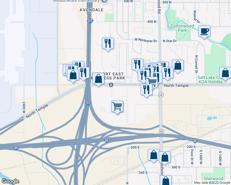 map of restaurants, bars, coffee shops, grocery stores, and more near 1969 West North Temple in Salt Lake City