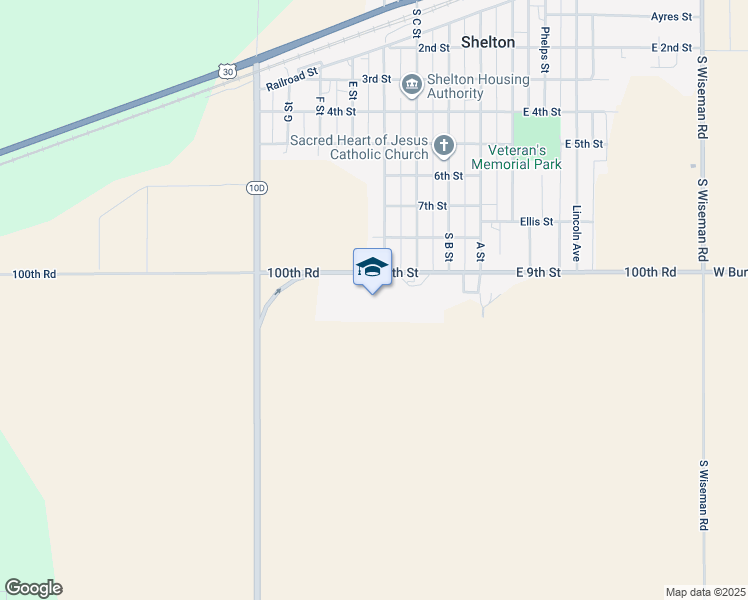 map of restaurants, bars, coffee shops, grocery stores, and more near 210 9th Street in Shelton