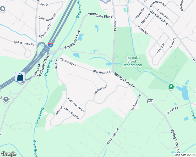 map of restaurants, bars, coffee shops, grocery stores, and more near 43 Blackberry Lane in Morristown