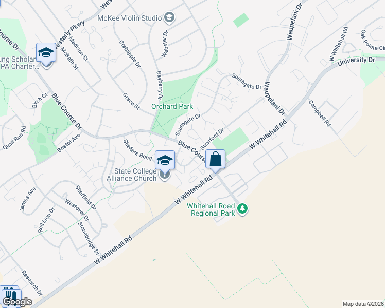 map of restaurants, bars, coffee shops, grocery stores, and more near 943 Hart Circle in State College