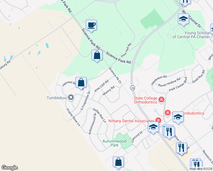 map of restaurants, bars, coffee shops, grocery stores, and more near 1994 Pine Hall Road in State College