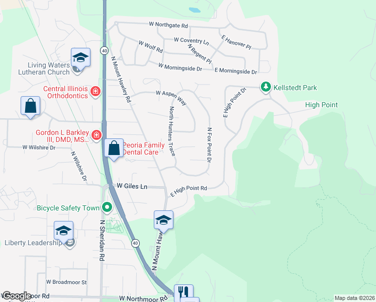 map of restaurants, bars, coffee shops, grocery stores, and more near 211 West Vail Court in Peoria