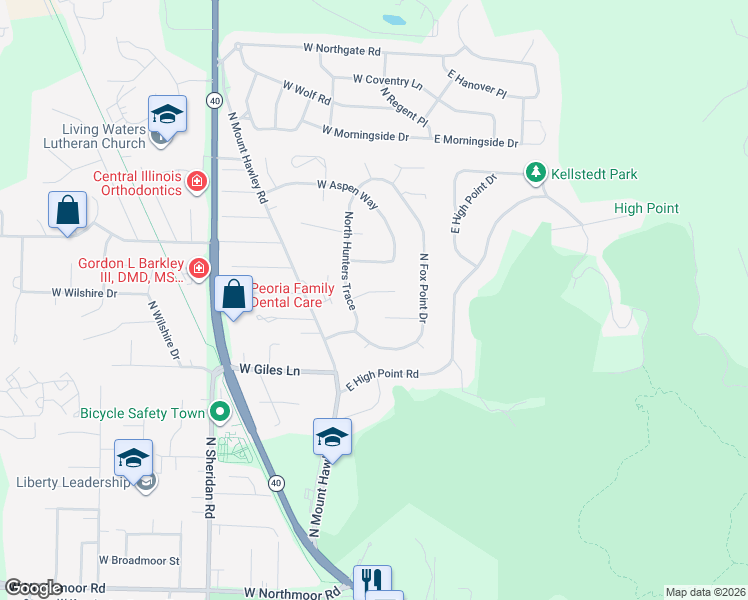 map of restaurants, bars, coffee shops, grocery stores, and more near 211 West Vail Court in Peoria