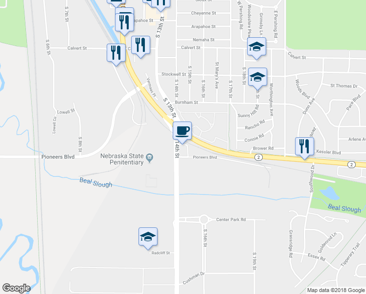 map of restaurants, bars, coffee shops, grocery stores, and more near 4200 S 14th St in Lincoln