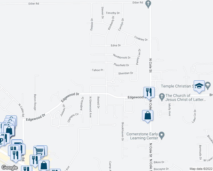 map of restaurants, bars, coffee shops, grocery stores, and more near 2315 Kimberly Drive in Lima