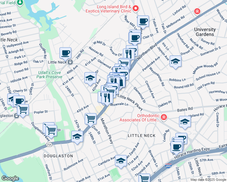 map of restaurants, bars, coffee shops, grocery stores, and more near 44-06 Westmoreland Street in Queens