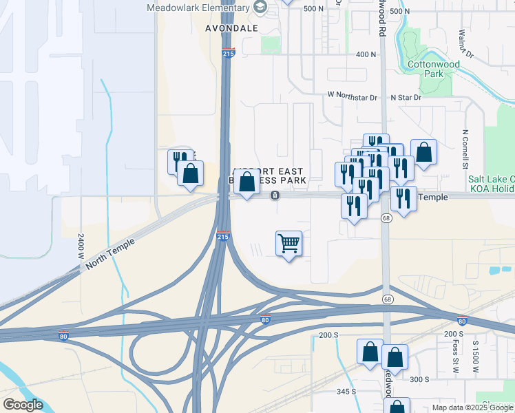 map of restaurants, bars, coffee shops, grocery stores, and more near 1925 West North Temple Street in Salt Lake City